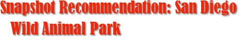 Snapshot Recommendation: San Diego Wild Animal Park