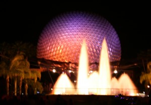 Epcot, the dome at night 